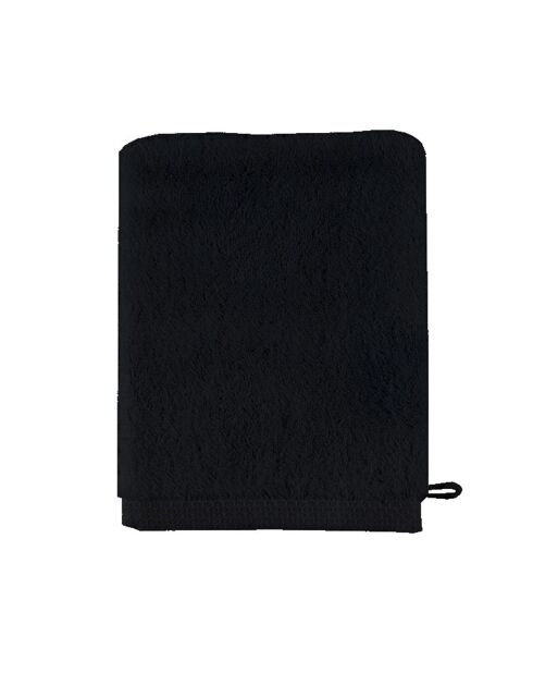 Aqua - Gant de toilette uni en coton noir - 16x21 cm