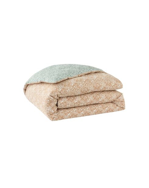 Jaipur - Funda nórdica estampada de percal de algodón marrón