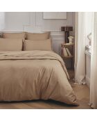 Première - Taie de traversin unie en percale de coton beige dune