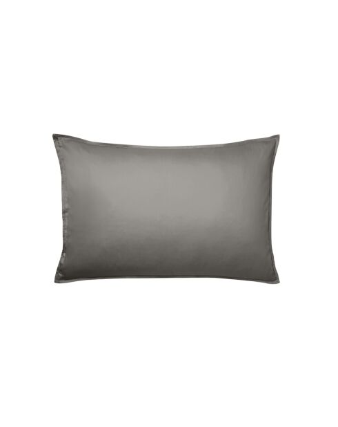 Grand Hôtel - Taie d'oreiller unie en satin de coton gris zinc