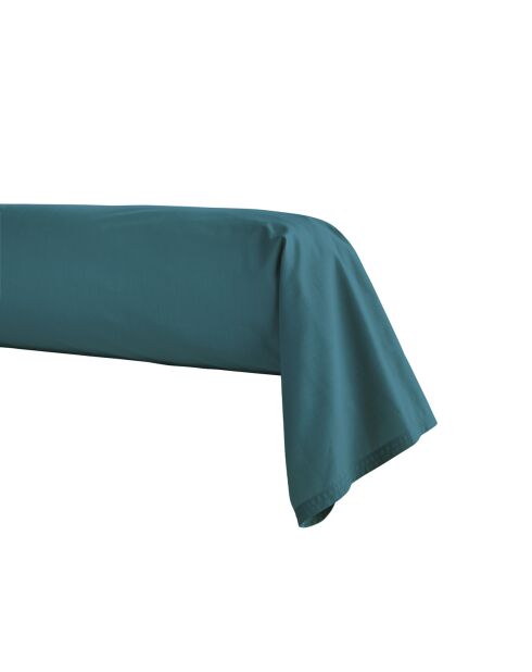 Première - Taie de traversin unie en percale de coton bleu emeraude