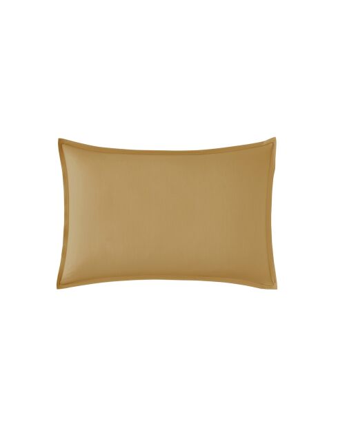 Première - Taie d'oreiller unie en percale de coton jaune sahara