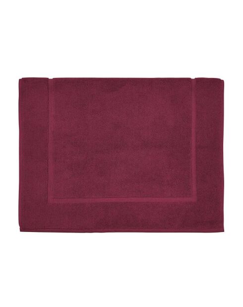 Aqua - Tapis de bain unie en coton rouge grenade - 60x60 cm
