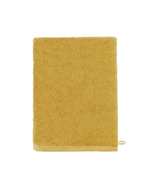 Aqua - Gant de toilette uni en coton jaune safran - 16x21 cm