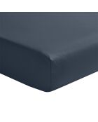 Palazzo - Lenzuolo con angoli elasticizzati in raso di cotone tinta unita, cappello blu notte 30 cm