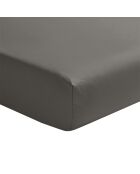 Palazzo - Lenzuolo con angoli elasticizzati in raso di cotone tinta unita, cappuccio grigio zinco 30 cm
