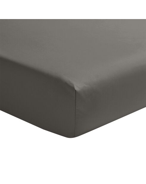 Palazzo - Lenzuolo con angoli elasticizzati in raso di cotone tinta unita, cappuccio grigio zinco 30 cm