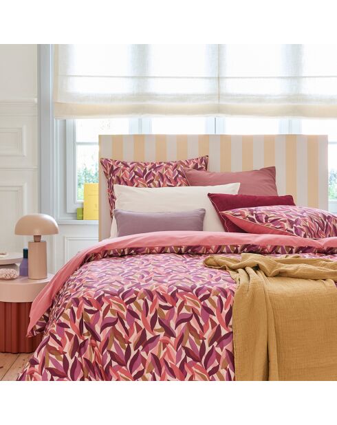 Funda nórdica Leaves con estampado de percal de algodón rosa oscuro