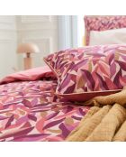 Funda nórdica Leaves con estampado de percal de algodón rosa oscuro