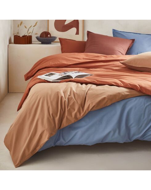 Royal Line - Drap housse uni en percale de coton, bonnet de 30cm beige dune