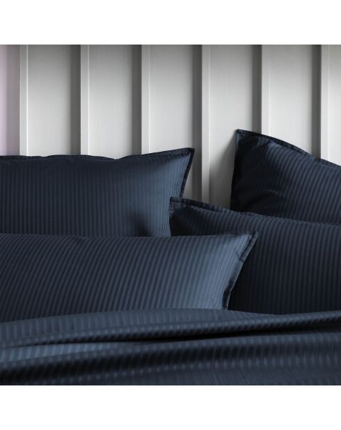 Grand Hôtel - Drap plat uni en satin de coton bleu marine