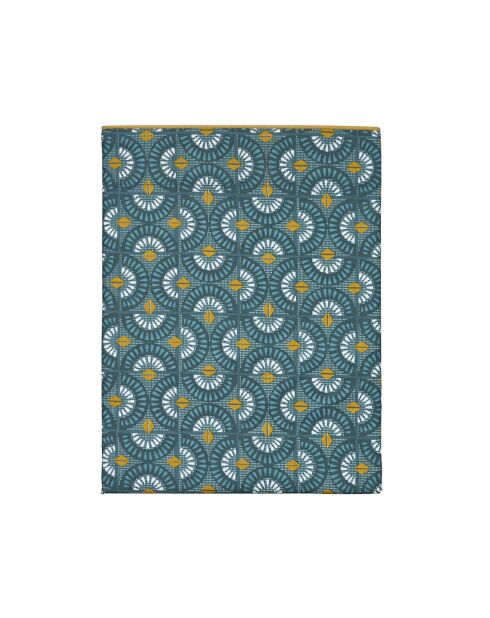 Eclipse - Lenzuolo piatto con stampa in percalle di cotone blu smeraldo