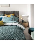 Eclipse - Lenzuolo piatto con stampa in percalle di cotone blu smeraldo