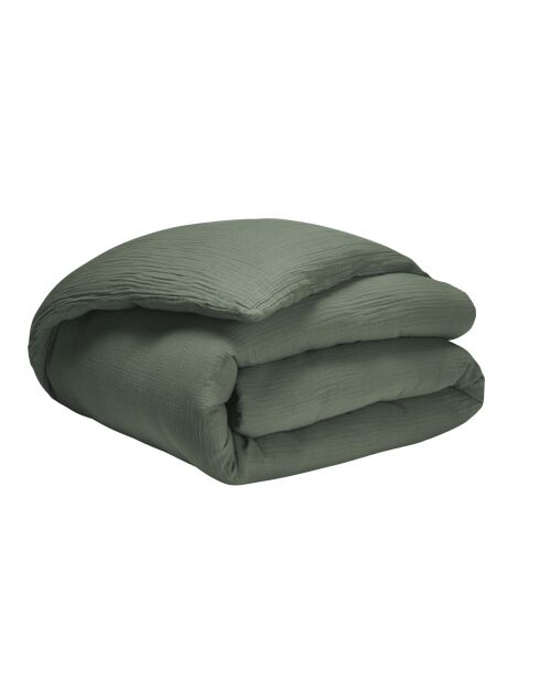 Tendresse - Funda nórdica lisa de gasa de algodón verde