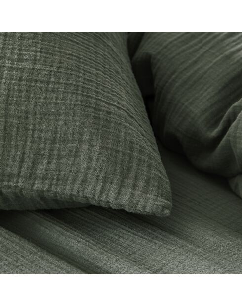 Tendresse - Funda nórdica lisa de gasa de algodón verde
