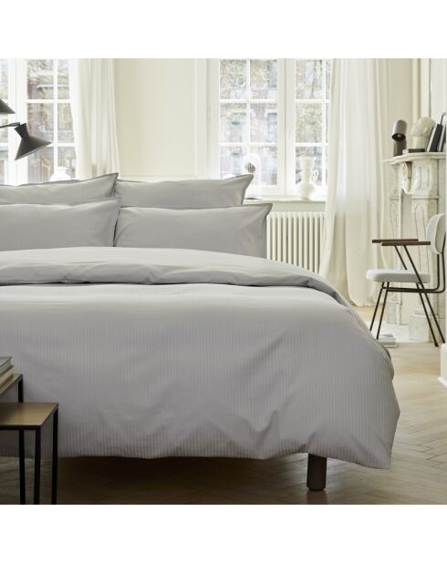 Grand Hôtel - Taie d'oreiller unie en satin de coton gris argent