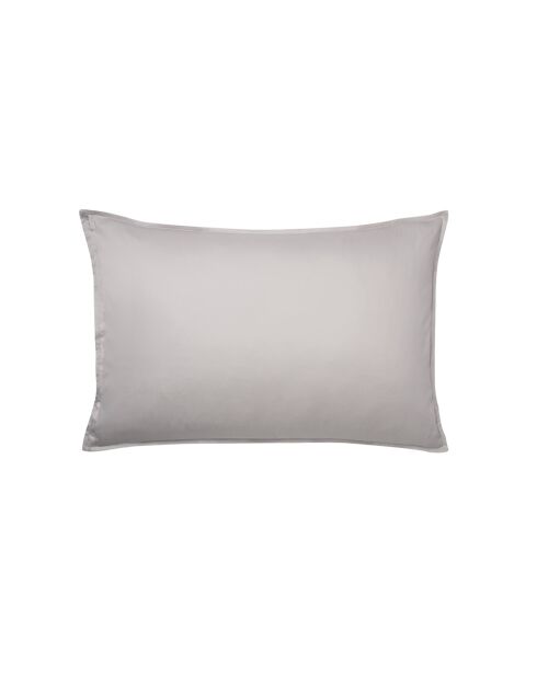 Grand Hôtel - Taie d'oreiller unie en satin de coton gris argent