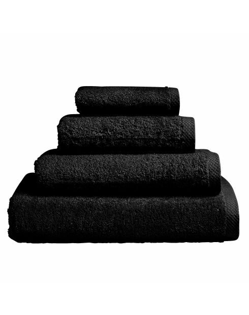 Aqua - Serviette de bain unie en coton noir - 55x100 cm