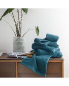 Aqua - Serviette de bain unie en coton vert émeraude - 55x100 cm