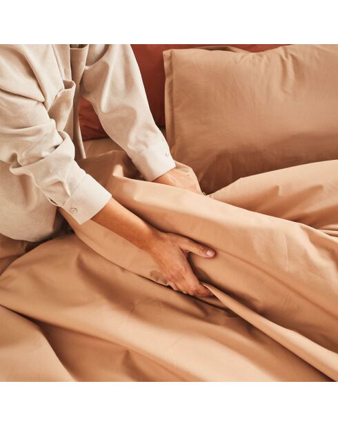 Première - Funda nórdica lisa de algodón percal beige Dune