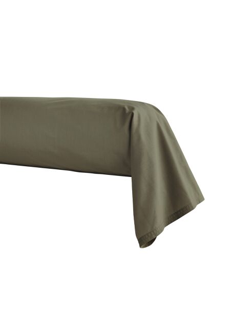 Première - Taie de traversin unie en percale de coton vert jungle