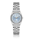 Damenuhr aus silbernem Stahl