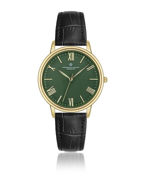 Montre homme en cuir dorée