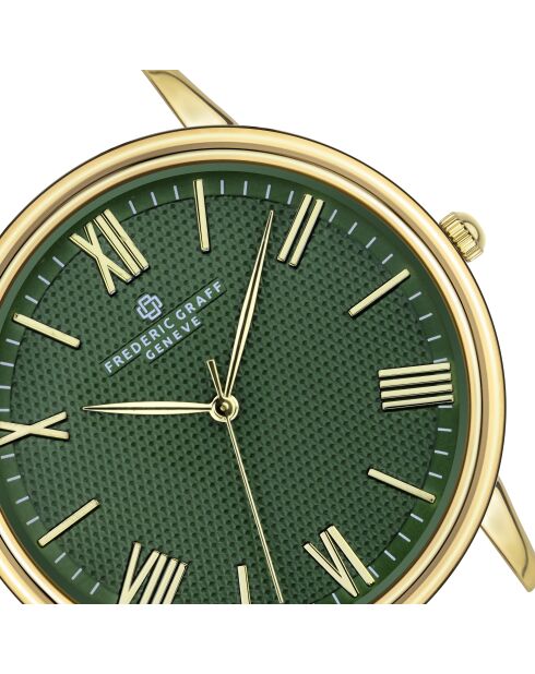 Montre homme en cuir dorée