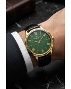 Montre homme en cuir dorée