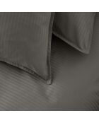 Grand Hôtel - Drap plat unie en satin de coton gris zinc