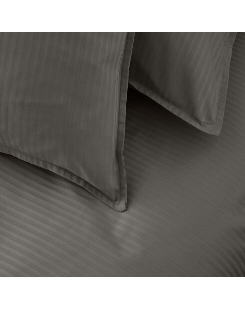 Grand Hôtel - Drap plat unie en satin de coton gris zinc