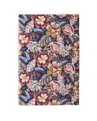 Folk Flowers - Lenzuolo piatto con stampa in raso di cotone blu