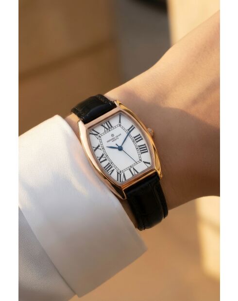 Montre femme en cuir rose doré/noir