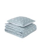 Palma - Parure de lit imprimée en percale de coton, taies carrées bleu