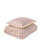 Love Story - Juego de cama de percal de algodón estampado, fundas de almohada rectangulares moradas