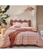 Love Story - Juego de cama de percal de algodón estampado, fundas de almohada rectangulares moradas