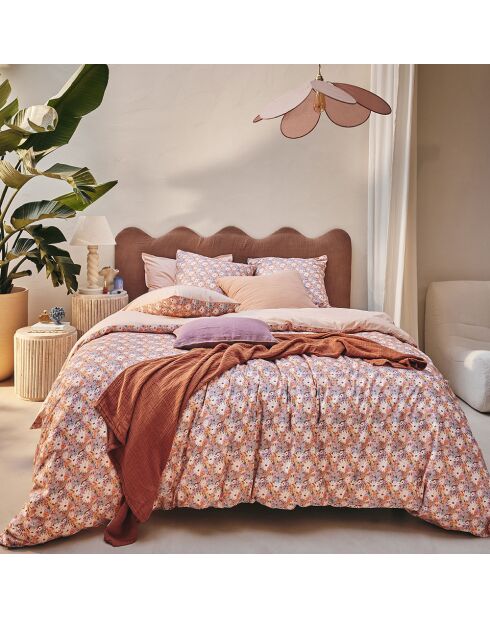 Love Story - Juego de cama de percal de algodón estampado, fundas de almohada rectangulares moradas