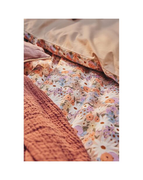 Love Story - Juego de cama de percal de algodón estampado, fundas de almohada rectangulares moradas