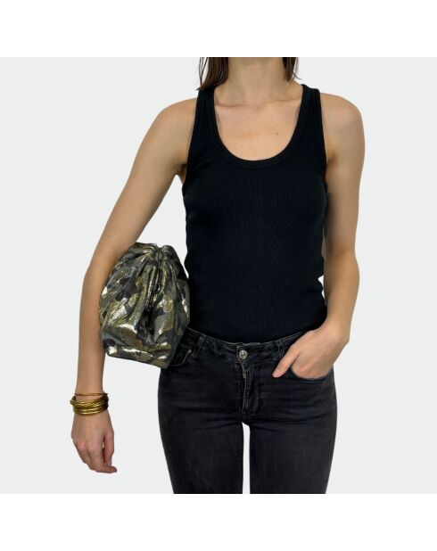 Grote glanzende militaire tas van zacht leer - 31 x 20 cm