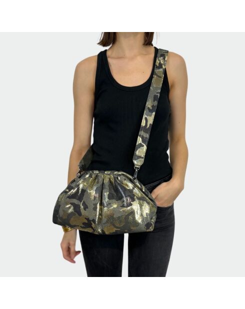 Grote glanzende militaire tas van zacht leer - 31 x 20 cm