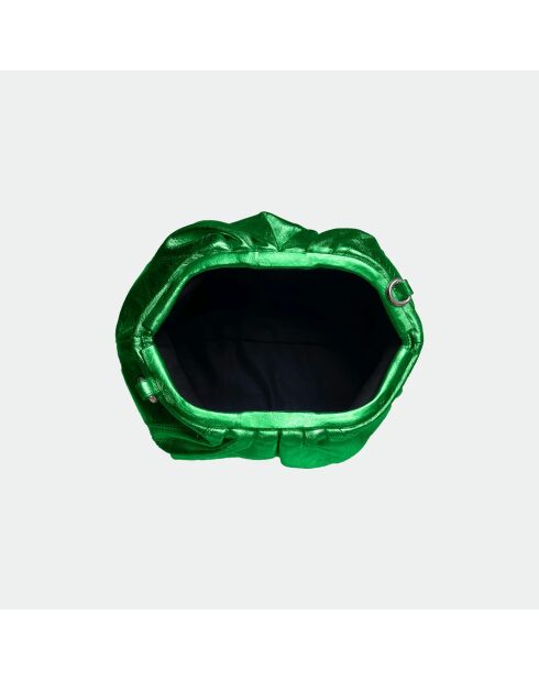 Große glänzende grüne Tasche aus weichem Leder - 31 x 20 cm