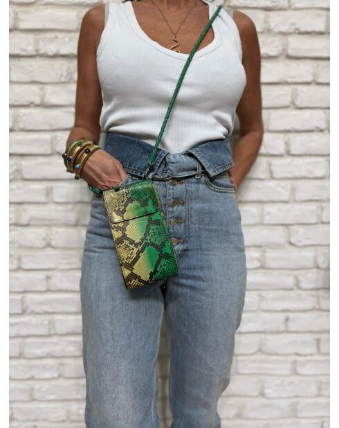 Pochette Meghan Brazil in pitone - 17,5 x 10 cm