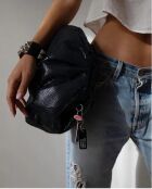 Pochette souple en cuir Big Shiny Black Glitters - 31 x 20 cm