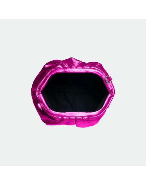 Pochette grande in morbida pelle rosa lucida - 31 x 20 cm