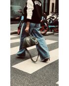 Bolso blando Python con forro interior de algodón Jade Mint - 35 x 22 cm