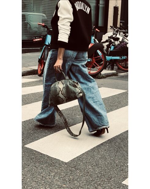 Bolso blando Python con forro interior de algodón Jade Mint - 35 x 22 cm