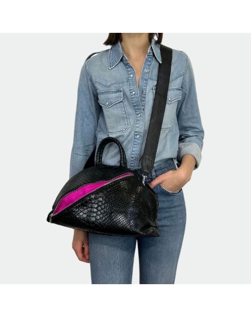 Weiche Pythonledertasche mit Jade-Reveal-Innenfutter aus Baumwolle, 35 x 22 cm