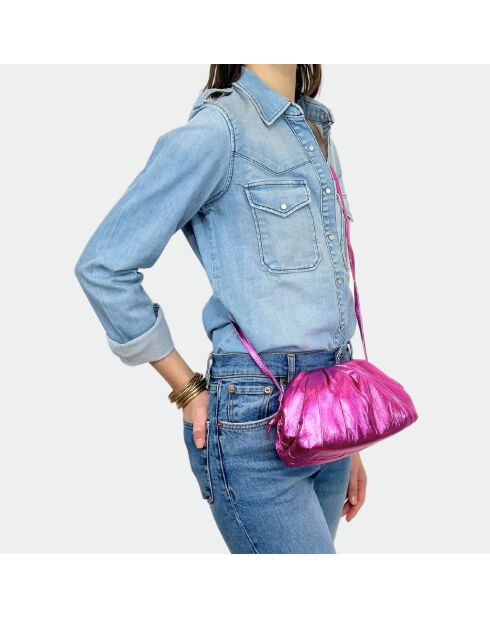 Pochette in morbida pelle rosa brillante per bambini - 23 x 18 cm