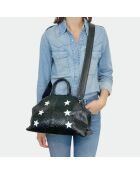 Python zachte tas met katoenen binnenvoering Jade black star - 35 x 22 cm