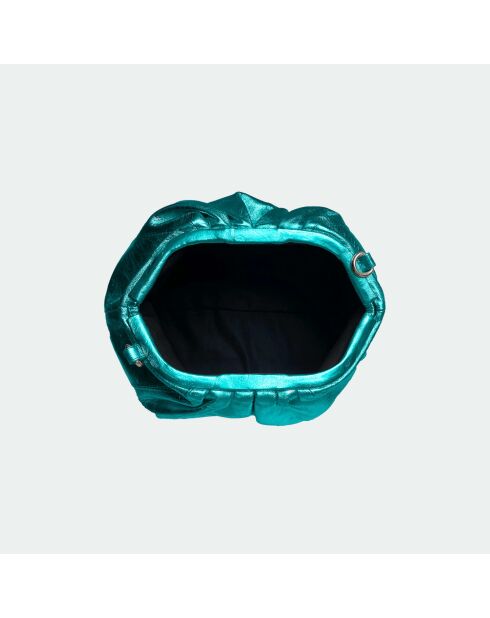 Pochette Big Shiny Blue in morbida pelle - 31 x 20 cm